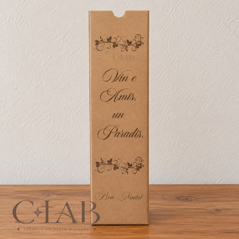 Cassettina Natale in cartoncino da vino personalizzato
