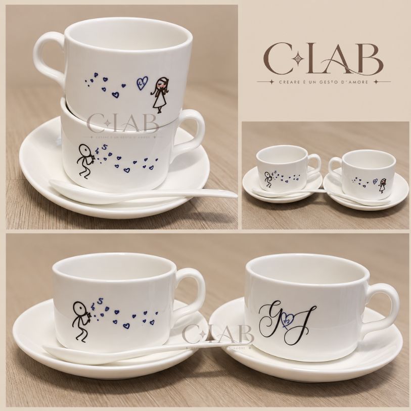 Set tazze personalizzate con piattino