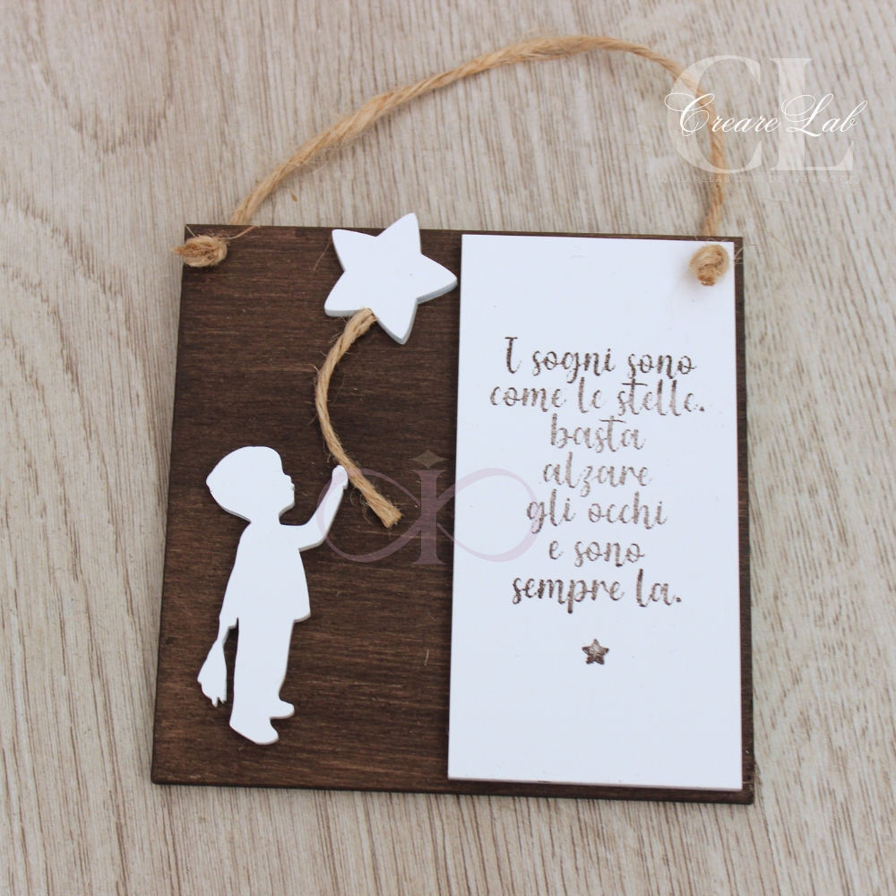 Quadretti Bambini noce scuro /bianco