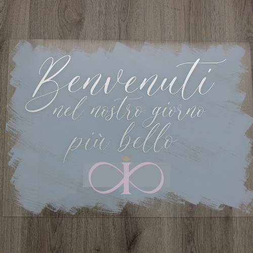 CARTELLO BENVENUTO MATRIMONIO SFONDO AZZURRO