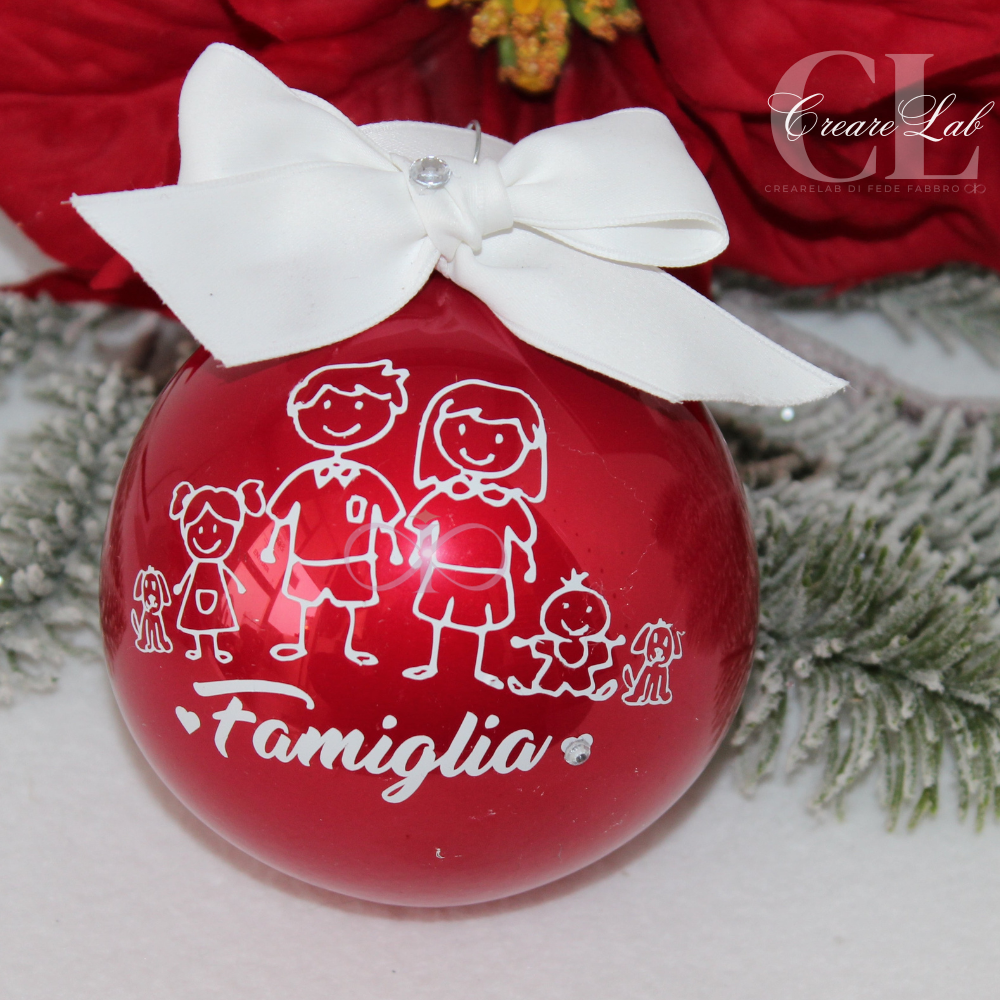 SFERA DI NATALE IN VETRO(LA MIA FAMIGLIA)