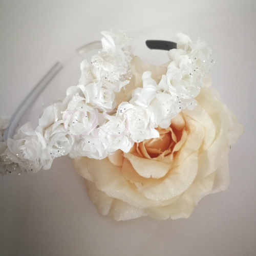 CERCHIETTO GLITTERATO CON ROSE GLITTERATE