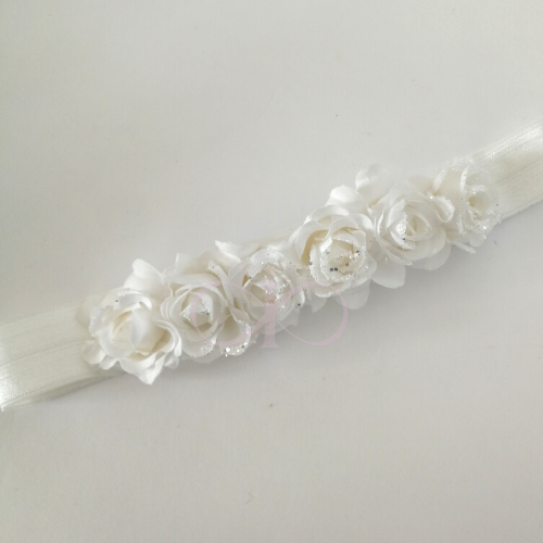 FASCIA NEONATO CON ROSE GLITTERATE