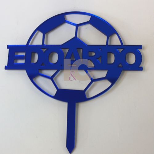 CAKE TOPPER COMPLEANNO TEMA CALCIO CON NOME