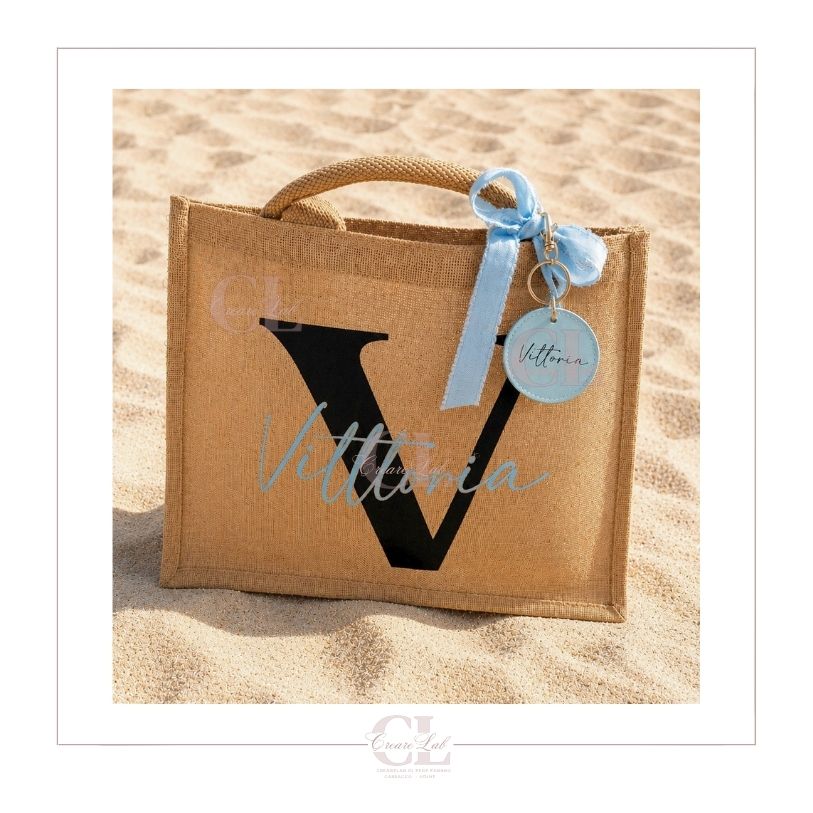Borsa in juta personalizzata con iniziale e nome