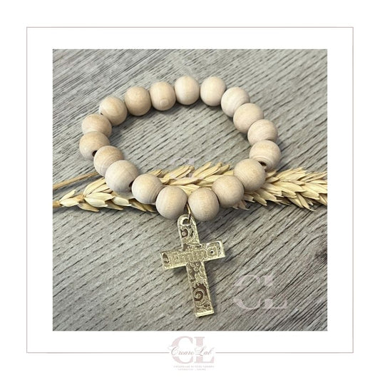 Bomboniera "Sempre con Te" – Rosario Artigianale in Legno e Luce Specchiata