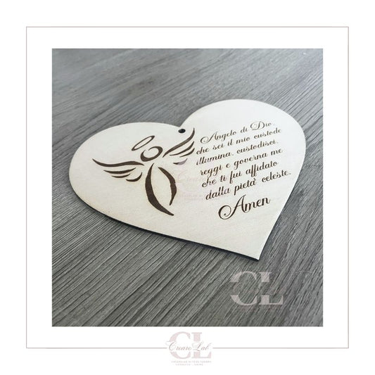 Quadretto Cuore Sacro Inciso – "Angelo di Dio"