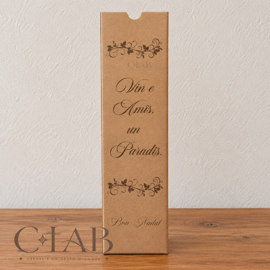 Cassettina Natale in cartoncino da vino personalizzato