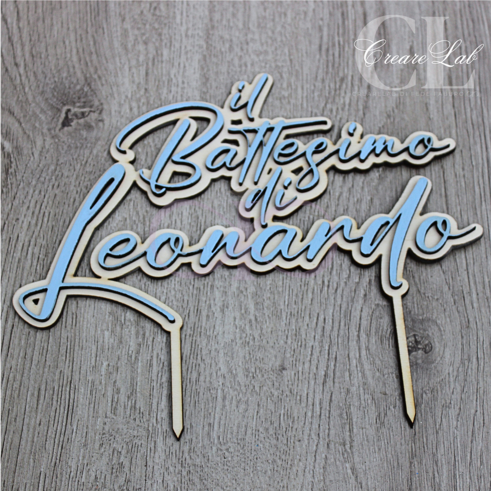 Cake topper Battesimo legno