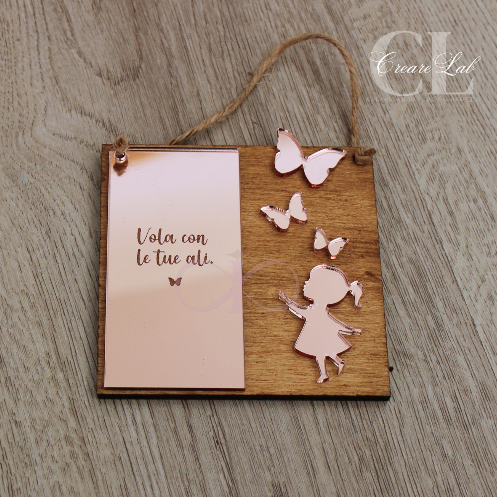 Quadretti Bambini noce chiaro/rose gold